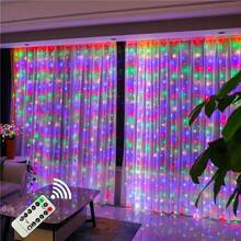 Luces de Cortina LED, 8 Modos de Iluminación, Con Control Remoto (Baterías No Incluidas). Luces de Decoración de Pared para Hogar, Dormitorio, Sala de Estar, Escenario - Alimentadas por USB, Decoración de Fondo para Fiesta de Cumpleaños, Apertura Escolar, Propuesta, Boda, Celebración, Luces de Hada, Decoración de Iluminación para Día de San Valentín, Halloween, Navidad, Luces de Hada de Cuento de Hadas, Luces de Cortina LED - Luces de cortina alimentadas por USB - Ver 13