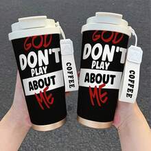 1个/5个500毫升不锈钢咖啡杯，保温防漏，是送礼佳品，杯身上印有“上帝不会跟我开玩笑”的字样。 - 黑色 - 查看 1