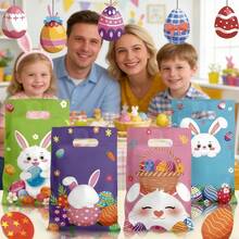 50个/套 卡通兔子复活节礼品袋，复活节彩蛋糖果零食包装袋，适用于各种场合，复活节、生日、新年礼物 - 彩色 - 查看 4