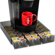 Organizador de cápsulas de café de acrílico resistente para taza K cajón deslizante debajo de la cerveza para taza K 36 cápsulas de almacenamiento para Kpods Accesorios de café para /otra - Negro transparente - Ver 1