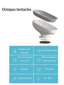 1pc Soap Dish With Strong Suction Cup, Removable Double-Layer Drainage Design Soap Holder, Suitable For Bathroom, Shower, Kitchen Sink, Bathtub, Toilet Plastic Soap Tray - Multicolor - View 6