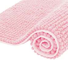 Felpudo de chenilla de peluche corto multicolor, alfombra antideslizante para la entrada del baño, alfombra absorbente, alfombra para mascotas - rosa - Ver 4