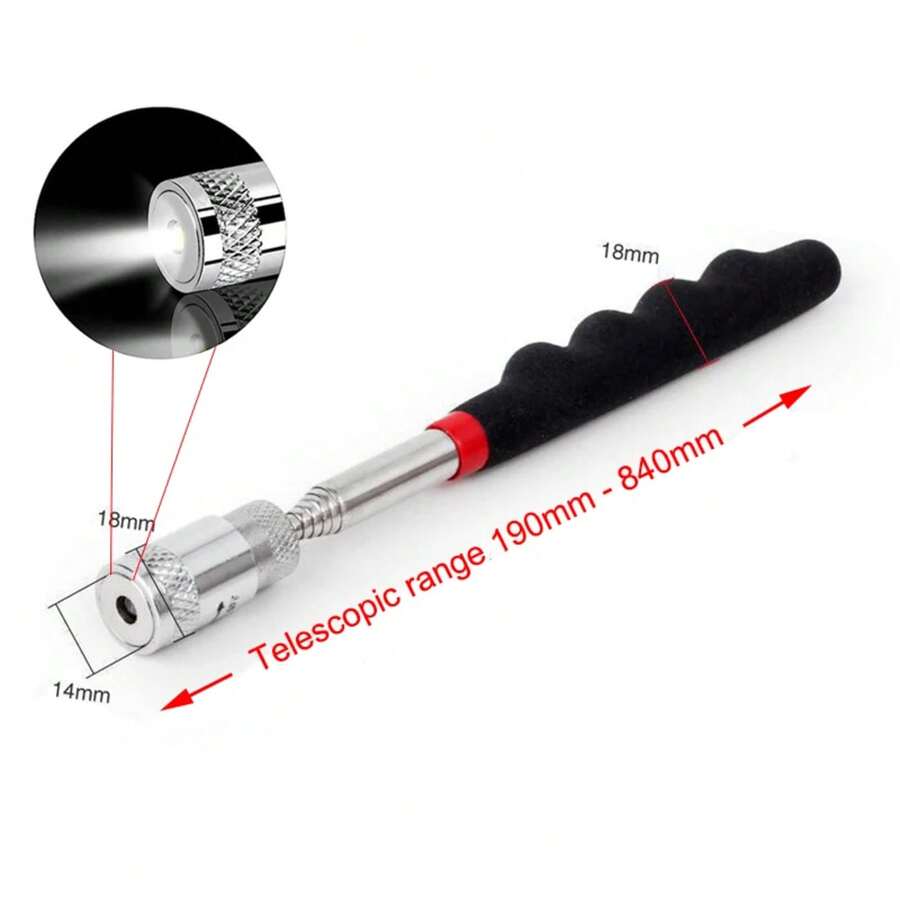Portable Telescopic Magnetic Pen, Practical Tools, Capacity To Pick Up Nuts, Bolts, Extendable Pickup Rod RLW9 - 8LB With the Light - View 1