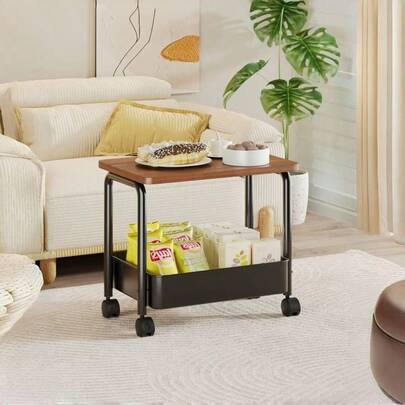 A Coffee Table Style Cart With Wheel Lock, Easy To Move, Large Capacity, Suitable For Use In Bedrooms, Living Rooms, Offices, Schools, And Mobile Storage