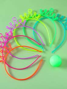 6个荧光皇冠发箍，皇冠造型生日派对装饰发光发箍，霓虹发光，生日派对服装，节日庆典发光帽，派对拍照道具，提升派对氛围，发光蝴蝶结发箍，婴儿派对装饰，生日礼物，返校季，毕业季 - 皇冠 - 查看 6