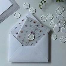 Bộ 10/15/20 thiệp mời cưới bằng giấy can trong suốt họa tiết bạch đàn hoặc hoa, bao gồm giấy lót bên trong và phong bì cùng màu, kích thước 5*7 inch, thiệp mời cưới bằng giấy can trong suốt trang nhã và đẹp mắt, nhiều mẫu mã phù hợp cho kỷ niệm ngày cưới, lễ rửa tội và các dịp khác. - thiết kế D - Xem 5