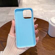 1pc Minimalist Ocean Life Pattern TPU+PC Dual-Layer Blue Jelly Phone Case, 2.5mm Thick, Protective & Fashionable, Suitable For Both Men And Women, Ideal Choice For Summer, Cute Macaron Colors, Compatible With IPhone 11 12 13 14 15 16 16Pro 16ProMax/17, - Blue - View 6