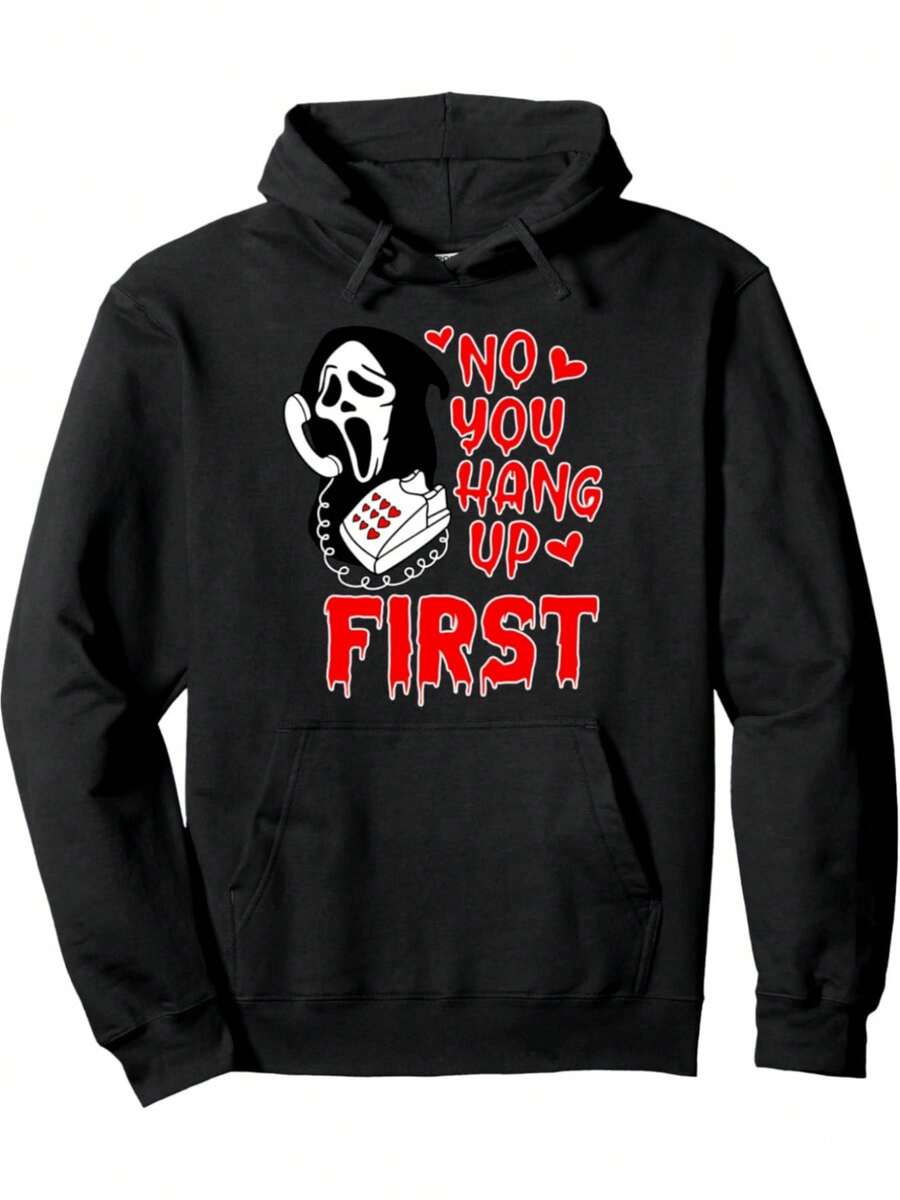 No You Hang Up First Ghost Halloween Funny Men Women Pullover Hoodie - màu đen - Xem 1
