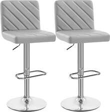 Barstools Set Of 2, Modern Height Adjustable Swivel Bar Chairs, Faux Leather Counter Stools With Backrest And Footrest - Light Grey Without Armrest - View 9