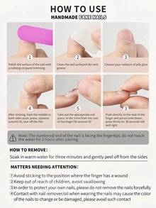 手工美甲 - 粉色3D立体花朵美甲、夏日海滩美甲、水晶贝壳美甲、中号黄色杏仁形美甲贴片、假指甲、女孩/女士美甲用品 手工美甲贴片 - 粉色 - 查看 7