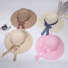 New Summer Women's Polka Dot Hat With Bow And Ribbon, Suitable For Travel And Beach, Wide Brim Sun Protection Hat - Multicolor - View 8
