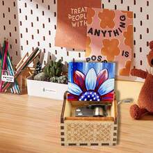 手摇木质音乐盒 - 爱国向日葵设计，播放《你是我的阳光》，无需电池，是独立日和送给亲人的完美礼物 - 彩色向日葵音樂盒 - 查看 3