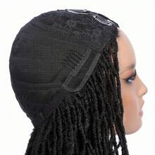 12英寸V型辫子假发，短款黑色卷曲合成辫子假发 - 黑色 - 查看 7