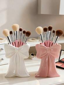 1pc Elegant Bow Makeup Brush Holder - Perfect For Organizing Makeup Brushes And Office Supplies - Multicolor - View 2
