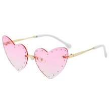 1 par de gafas sin marco con forma de corazón y cristales de strass para niños, gafas de alta gama personalizadas y lindas de moda para pasarela - Multicolor - Ver 6