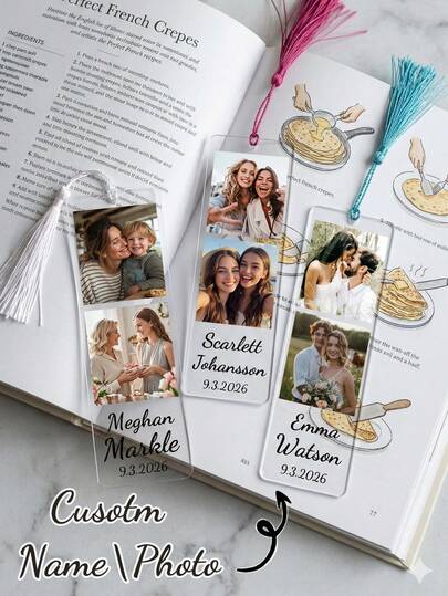 Customized Text & Photo Acrylic Bookmarks, Personalized Acrylic Bookmarks, Couples Customized Keychains, Photo Bookmarks, Valentine's Day Gifts, Birthday Gifts, Anniversary Gifts, Couple Gifts, Home Decor, Souvenirs, Reusable, Cute, High Quality, Birthday Gifts, Wedding Anniversary Gifts, Graduation Gifts, Mother's Day Father's Day Gifts
