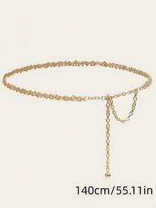 1pc Minimalist Chic Metal Beaded Waist Chain For Women, Suitable For Summer, Autumn, School, Street, Party And Daily Wear FDP6 - Gold - 查看 8