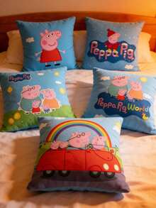 Peppa Pig 动画图片可爱抱枕沙发客厅样品房间天鹅绒腰枕套靠垫垫，加入购物车即可享受优先发货服务。 - 彩色 - 查看 4
