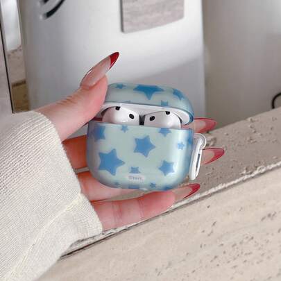 Funda para auriculares con diseño de estrella y círculo azul compatible con Apple Pro 3/Pro 2/ 4/3/2, funda protectora de auriculares de moda y minimalista