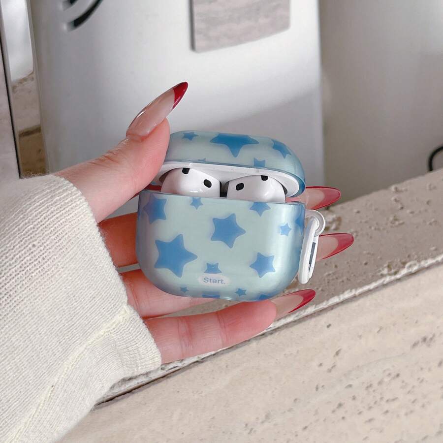 Blue Star & Circle Design Earphone Case Compatible With Apple Pro 3/Pro 2/ 4/3/2, Fashionable & Minimalist Earphone Protective Cover