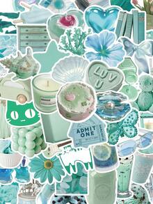 SCXXBSW 50张薄荷芒果汽水绿色贴纸，可爱卡通贴纸，可用于DIY用途，例如滑板、水瓶、笔记本电脑和手机。 - A - 查看 1