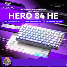 AULA HERO 84HE 有线键盘，配备快速触发磁力开关、碳纤维高性能定位板、0.01mm 精度、适用于混合轴游戏的 PBT 键帽、支持在线驾驶、适合电竞玩家、RGB 霓虹灯、可拆卸电竞定制机械键盘 - 查看 12