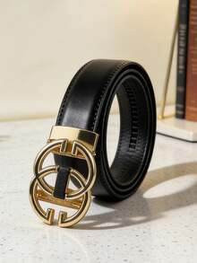 1pc Men's Business Classic Automatic Buckle Belt, Letter Buckle Trouser Belt, Versatile Fashionable Casual Belt, Daily Matching Stylish Belt, Great Gift For Boyfriend - Multicolor - View 10