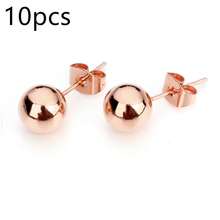 10pcs/Pack Stainless Steel Round Ball Stud Earrings (With Butterfly Earring Backs 4.5x6.5mm), Minimalist Versatile Unisex Hypoallergenic Titanium Earrings, DIY Jewelry Accessories - Bead Earrings - View 37