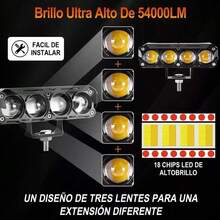 2 piezas faro de auxiliar 5 modos LED de iluminación de lupa Con luz estroboscópica con luz azul,diseño de cuatro luces, LED de motocicleta de automóvil - A - View 4