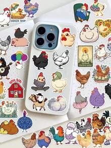 50pcs Cartoon Chicken Doodle Stickers Cartoon Animal Stickers Skateboard Phone Case Luggage Stickers - A - View 7