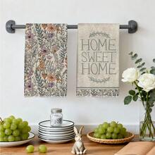 MEMNUN 2入組復古野花Home Sweet Home文字印花廚房毛巾 15.75*23.62in(40*60cm)/ 17.71*27.56in(45*70cm) 柔軟超細纖維材質 洗碗布 刷盤布 手巾 廚房浴室日常家居裝飾 適合廚房與餐廳裝飾 全季節適用 - 彩色 - 查看 7