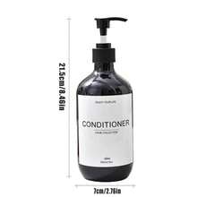 Set de 3 botellas rellenables de 500ml con cuello grueso de color marrón para champú, gel de baño y acondicionador - Negro - Ver 5