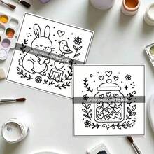 （升级豪华版，厚纸，20.5*20.5厘米）“民间艺术情人节涂色书，25页心形动物，民间艺术设计”，适合情侣和家庭，适合聚会、情人节、生日和其他节日。绘画和学习用品，书籍，涂色书，学习用品，学校，圣诞节，万圣节，生日，返校礼物，涂色书，复活节，复活节礼物，复活节手工艺品 - 單件 - 查看 4