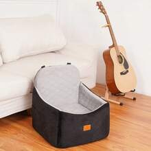 Asiento de coche para perros pequeños/medianos asiento elevador de espuma viscoelástica  de viaje por asiento de coche con funda extraíble lavable bolsillos de almacenamiento para perros - Negro  gris - Ver 2