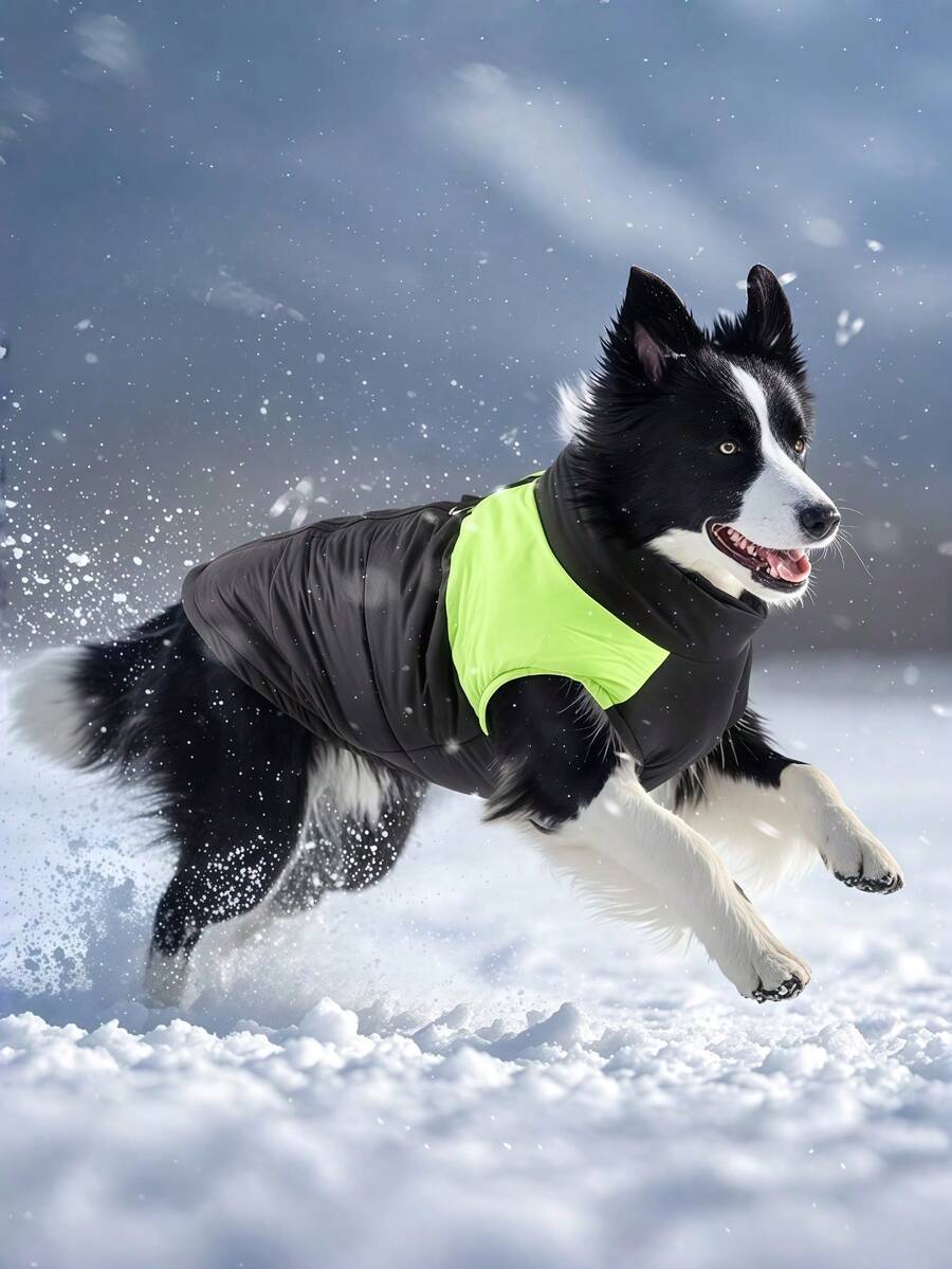 1件秋冬新款宠物外套，专为多种犬种设计，按扣式设计方便穿脱，优质面料保暖防风，适合日常散步、户外远足或宠物探险，撞色领口设计。 - 彩色 - 查看 1