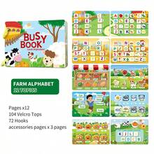 儿童安静书，可反复撕贴的贴纸书，魔术贴配对拼图玩具，启蒙读物，益智忙碌书，早期教育拼图玩具 - 彩色 - 查看 4