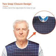 Poncho ajustable y lavable para adultos con atrapapolvos, ideal para mujeres y hombres mayores, 3 unidades de ponchos para adultos, ponchos lavables para personas mayores, protectores de ropa, ponchos para hombres y mujeres con cierre de snapper, asistencia para alimentación de personas mayores, suministros de cuidado en el hogar - A - Ver 6