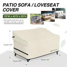 Porch Shield - Funda impermeable para sofá de asiento profundo para exteriores funda de sofá para muebles de patio 79 pulgadas de ancho x 40 de profundidad x 35 de alto color beige - Beis - Ver 2