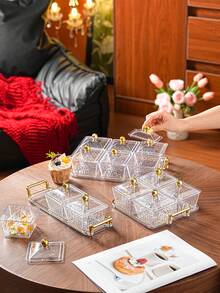 Bộ 1 hoặc 3/4/6 khay đựng bánh quy bán lẻ, bộ đồ dùng tiệc tùng, ngày lễ, có thể tái sử dụng. - Màu nâu - Xem 3