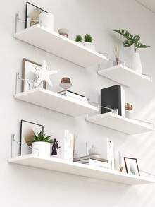 1个壁挂式悬浮置物架，墙面收纳架，书架支架，悬挂式壁挂置物架 - 白色 - 查看 7