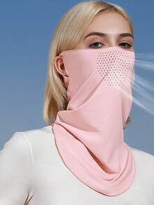 1件装男女通用夏季冰丝防紫外线面罩，男女通用防晒透气颈罩遮阳面纱骑行耳挂式面巾 - 多色 - 查看 3