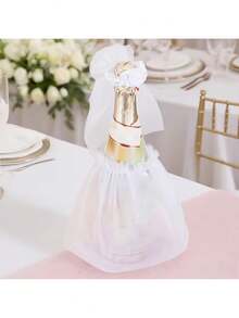 2pcs Wedding Wine Bottle Decor Set, Bride Anniversary Tabletop Decor, Engagement Party Romantic Celebration Supplies, Elegant Wine Bottle Decoration - View 7