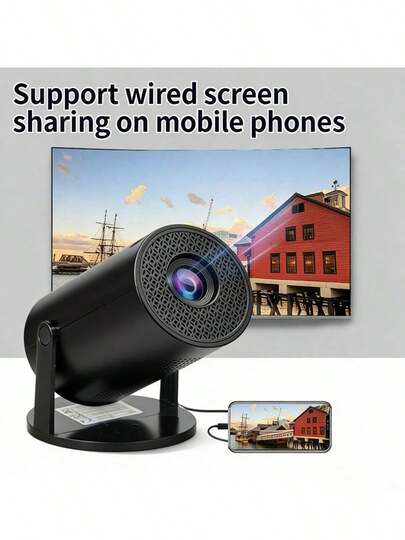 1080P Mini Portable Projector - Supports Wireless & Wired Connection, Suitable For Bedroom/Camping Home Theater, Compatible With Smartphone Sync, Compact & Portable For Travel