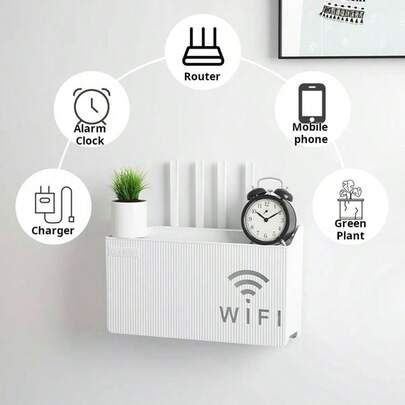 1pc Wall-Mounted WiFi Router Storage Holder, Wireless Device Organizer For Home/Living Room