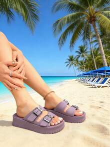 FZY Summer New Style Women's Summer Sandals, Women's Outdoor Commuting Slippers, Versatile Fashionable Casual Shoes, Suitable For Big-Sized Women To Wear - Purple - View 5