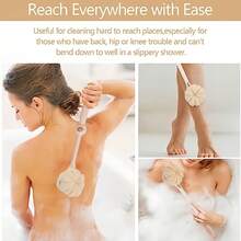 长柄双面沐浴海绵刷，泰迪熊造型淋浴刷，软毛清洁工具，家用 - 查看 7