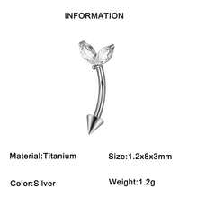 1PC CZ Flower/Bat/Spider /Bee Moon&Star Rook Earring,16G Implant Grade Titanium Internal Thread Eyebrow Labret Lip Belly Button Ring Curved Barbell Clear Zirconia Floral Cartilage Daith Conch Earring - Titanium Color - View 22