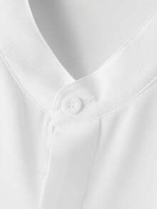 INCERUN Mens Stand Neck Long Sleeve Slim Fit Blouse Tops Party Casual Office Work Solid Shirt - 白色 - 查看 8