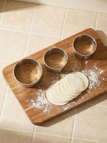 Cirelle 3pcs Stainless Steel Round Shaped Mold & Manual Press Set, Cookie Cutter, Dumpling Mold, Cooking & Baking Tools - Silver - View 7