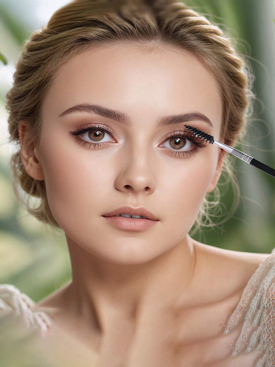 1/2/3件套双头眉睫修容刷套装，包含3个不同螺旋刷头，可用于分离睫毛、去除结块、修眉。眉刷、眼影刷、螺旋刷、双头眉睫夹刷，专业化妆师双头眉睫夹刷 - 彩色 - 查看 1